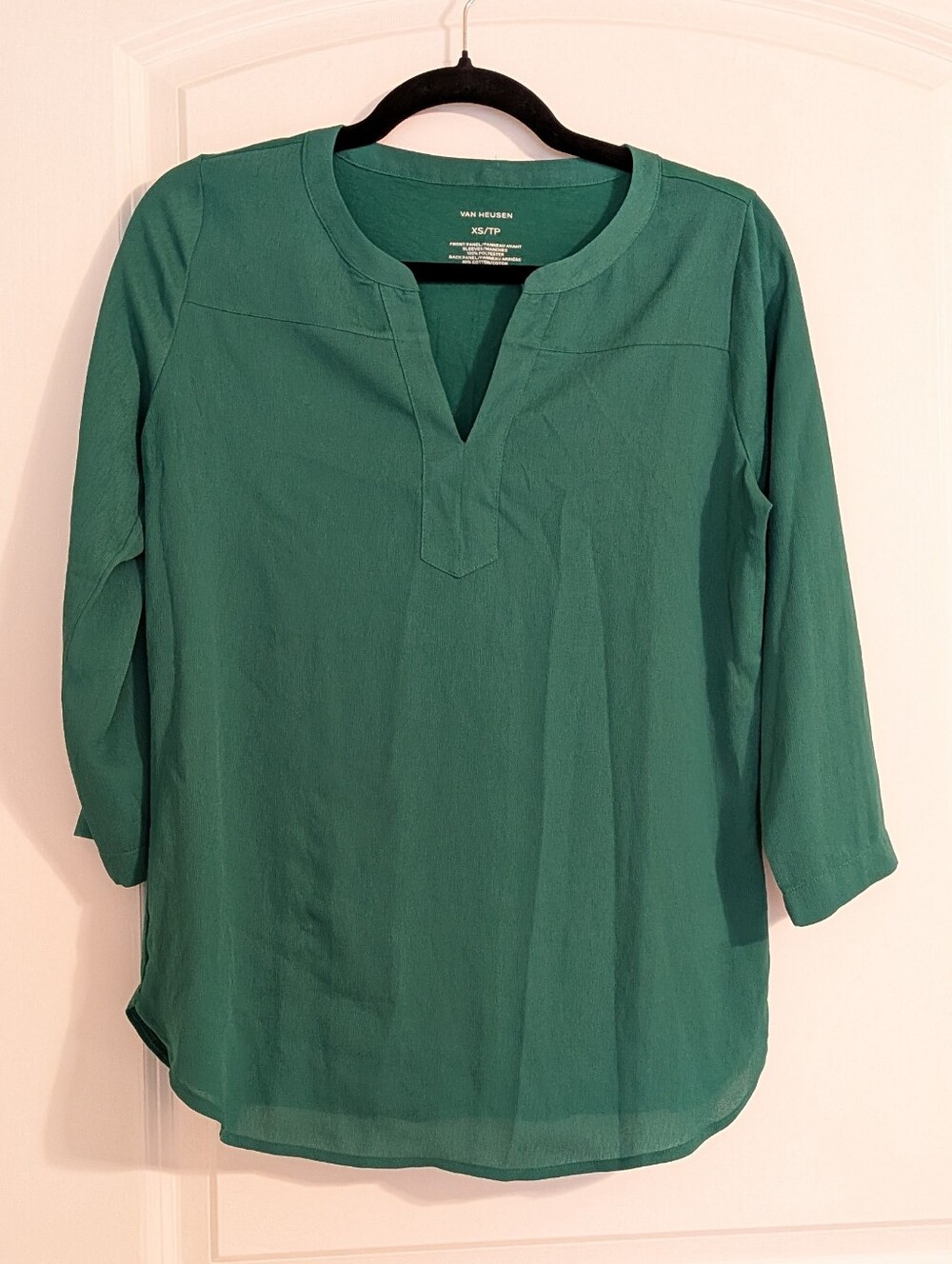 Van Heusen XS Green Tunic Blouse 3/4 Sleeve